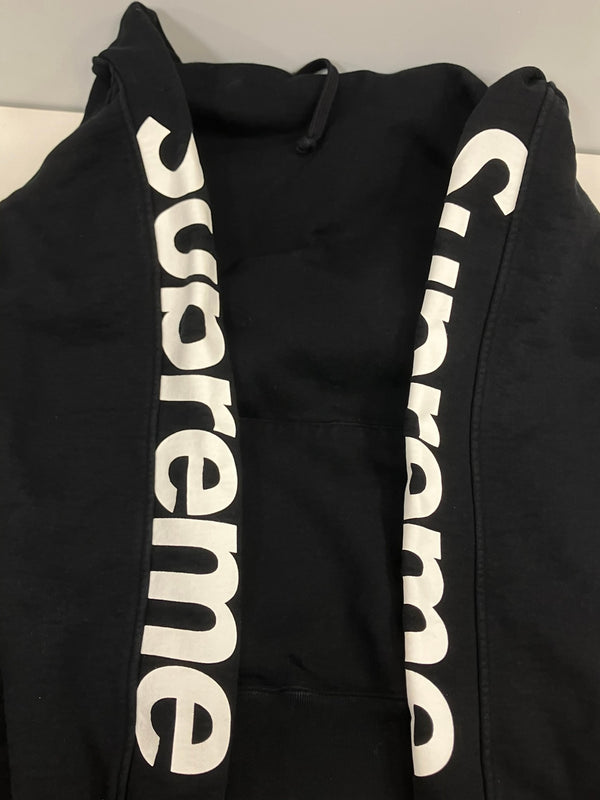 シュプリーム SUPREME 18SS SIDELINE HOODED SWEATSHIRT サイドライン 袖プリント パーカ ブラック Mサイズ 101MT-3349