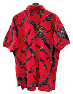 ラルフローレン RalphLauren POLO SPORT 90s CLOCK POLO SHIRT クロック ポロ シャツ USA製 腕時計 半袖 赤 半袖ポロシャツ 総柄 レッド Lサイズ 104MT-2350