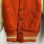 【曜日割引対象外】 マッコイ McCOY SPORTSWEAR 旧タグ 袖レザー ウール スタジャン  ジャケット オレンジ 36サイズ 201MT-4647 VB