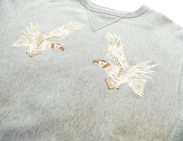 アビレックス AVIREX 前V リバース仕様 鷹 イーグル プリント スウェット 613859 スウェット グレー Lサイズ 103MT-3403