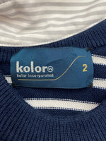 カラー kolor 20SS ASYMMETRY KNIT DOCKING L/S SHIRT アシンメトリー ニット ドッキング 長袖 シャツ 白 灰 紺 20SCL-N01304 サイズ 2 セーター 総柄 マルチカラー 104MT-1576