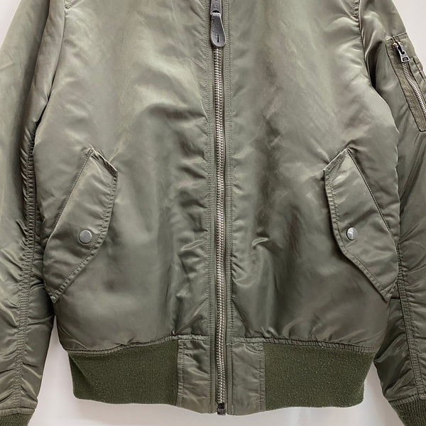 【曜日割引対象外】 アルファ インダストリーズ ALPHA INDUSTRIES USA製 MA-1 フライトジャケット ナイロン ジャケット カーキ Mサイズ 201MT-4433