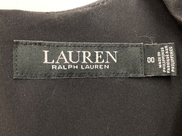 ラルフローレン RalphLauren ローレンラルフローレン ブラックレーベル ノースリーブワンピース 膝丈 Vネック ウエストマーク BLACK 黒 ワンピース 無地 ブラック SIZE00 104LT-119