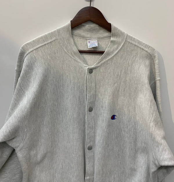 【曜日割引対象外】チャンピオン Champion 90's USA製 REVERSE WEAVE スナップカーディガン スウェット グレー Lサイズ 201MT-3004 VB