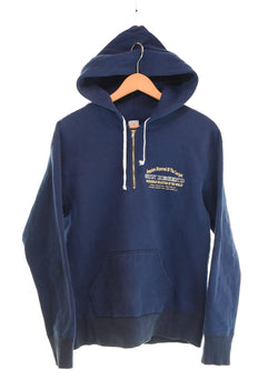 フラットヘッド THE FLAT HEAD GUN REGEND ハーフジップフーディー 両面プリント パーカ ネイビー Lサイズ 103MT-3420