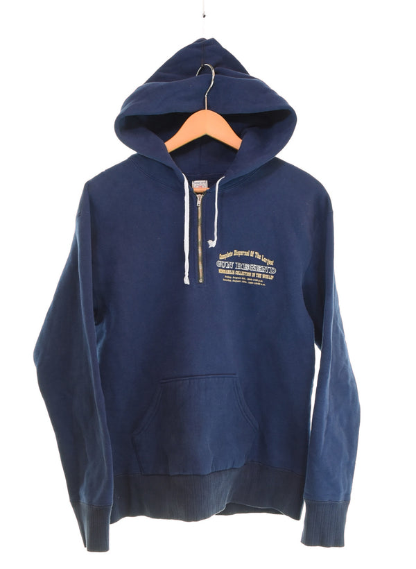フラットヘッド THE FLAT HEAD GUN REGEND ハーフジップフーディー 両面プリント パーカ ネイビー Lサイズ 103MT-3420