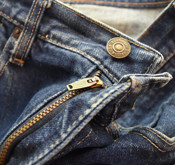 リーバイス Levi's 60's 505 BIG E デカ文字 505 濃紺 耳なし SCOVILL ZIP スコビル 60年代 60s ビッグE レインボーステッチ  不均等V ボタン裏 5 ウエストダブル デニム ブルー 103MB-619