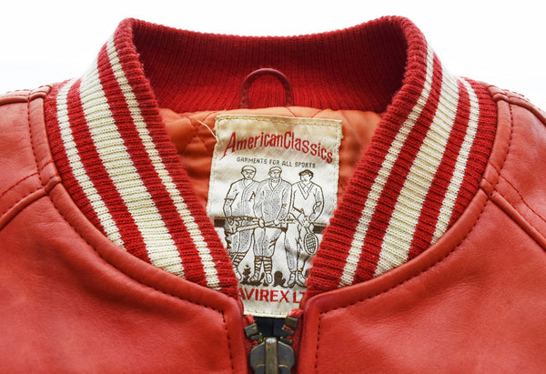 アビレックス AVIREX 90's 90年代 レザー スタジャン ラグラン スタジアムジャンパー ジャケット レッド Sサイズ 103MT-3102