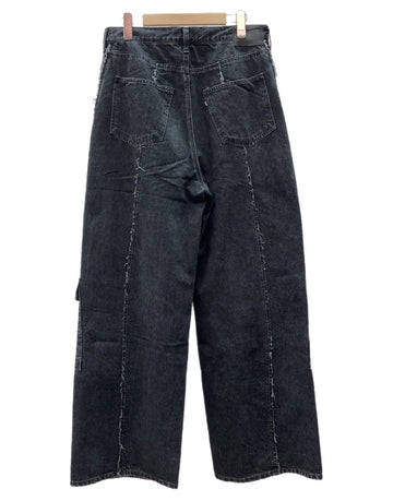 ジエダ Jieda SWITCHING CARGO DENIM PANTS カーゴ デニム パンツ ジップフライ ワイド ジーンズ ブラックデニム 黒 無地 Jie-23W-PT05 デニム ブラック サイズ2 104MB-398