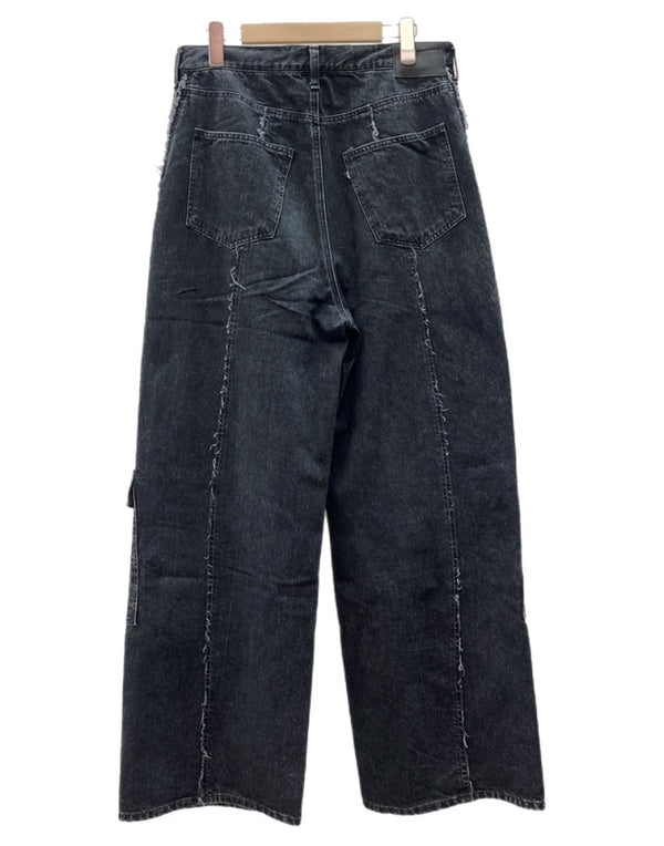 ジエダ Jieda SWITCHING CARGO DENIM PANTS カーゴ デニム パンツ ジップフライ ワイド ジーンズ ブラックデニム 黒 無地 Jie-23W-PT05 デニム ブラック サイズ2 104MB-398