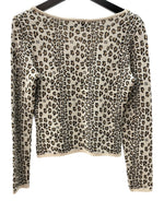 フェンディ FENDI オールド OLD レトロ ニット ラウンドネック 総柄 ロゴ ウール ビスコース レーヨン MADE IN ITALY イタリア製  セーター ヒョウ柄・レオパード柄 ベージュ SIZE40 104LT-248