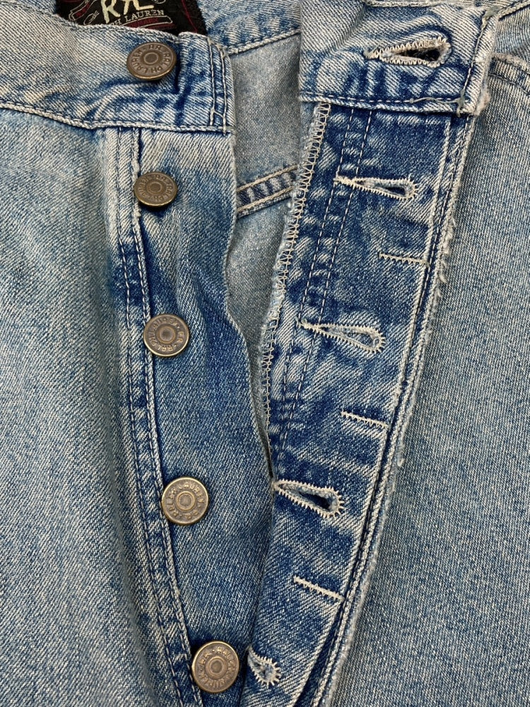 90s 初期 三ツ星 RRL USA製 ボタンフライ デニムパンツ W34 90s 初期 三ツ星 RRL USA製 ボタンフライ デニムパンツ W34