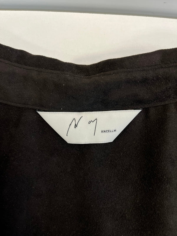 アンセルム ANCELLM VEGAN LEATHER SKIPPER LONG LS ZIP SHIRT ヴィーガンレザースキッパーロングロングスリーブジップシャツ ANC-SH43 サイズ2 長袖シャツ ブラウン 101MT-4986