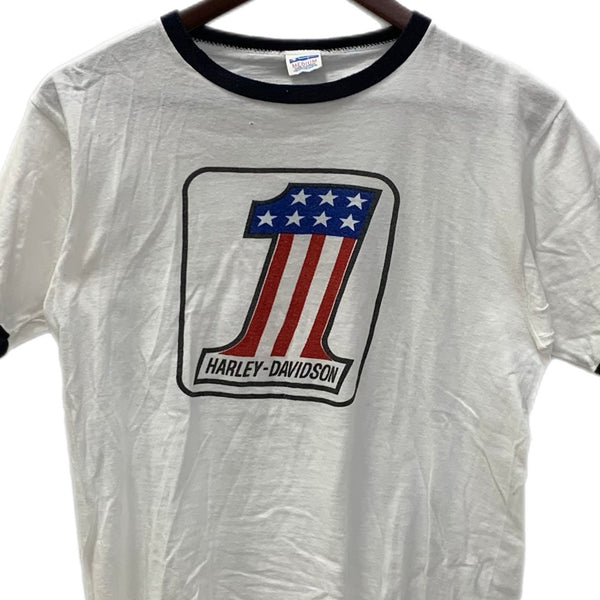 【曜日割引対象外】 チャンピオン Champion 70’s HARLEY DAVIDSON NO.1 リンガーTee Tシャツ ホワイト Mサイズ 201MT-3605 VB
