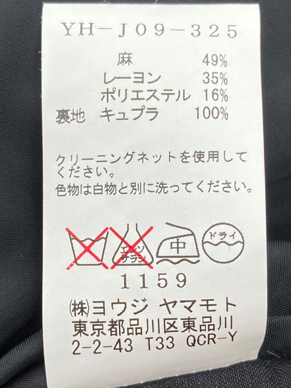 ワイズ Y's ヨウジヤマモト Yohji Yamamoto テーラード リネン LINEN 麻 レーヨン 日本製 BLACK 黒 YH-J09-325 ジャケット 無地 ブラック SIZE3 104LT-153