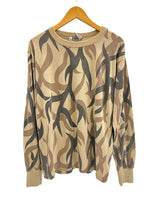 エーサット ASAT camouflage トライバルカモ 迷彩 クルーネック 長袖カットソー XL ロンT ベージュ LLサイズ 101MT-4083