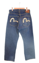 エヴィス EVISU Lot 2001 NO.2 KAMOME ホワイトカモメ プリント デニム パンツ デニム ネイビー 34/35 103MB-670