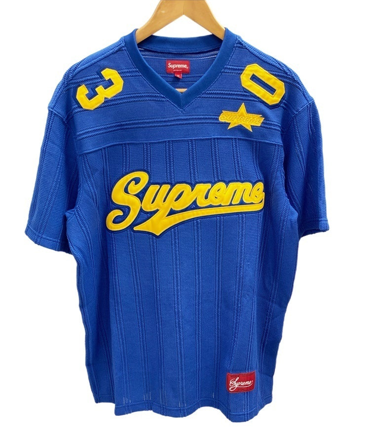 シュプリーム SUPREME Mesh Stripe Football Jersey メッシュ ストライプ フットボール ジャージ 21SS 青 半袖  Tシャツ ロゴ ブルー Mサイズ 101MT-2241