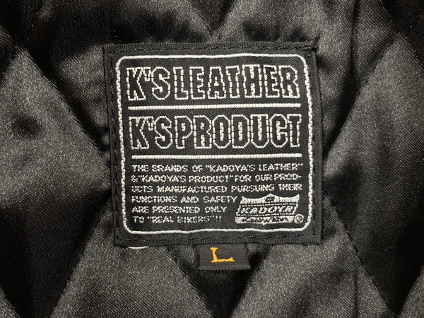 カドヤ KADOYA EVO パデッドライダース シングル ライダースジャケット レザージャケット サイドレース レースアップ 牛革 黒 　 ジャケット 無地 ブラック Lサイズ 104MT-2130