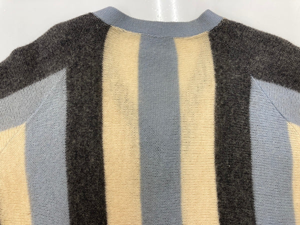 ヴィンテージ vintage ボールドストライプ ワイドストライプ グランジ ニット セーター 水色 灰色 生成り カーディガン ストライプ マルチカラー 104MT-1902
