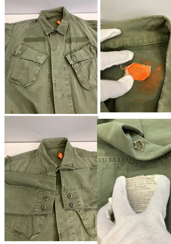 ミリタリー military 60's 60年代 US ARMY 米軍 実物 ジャングルファティーグ ジャケット 5th リップストップ VINTAGE ヴィンテージ  SMALL-REGULA ジャケット カーキ Sサイズ 101MT-4904