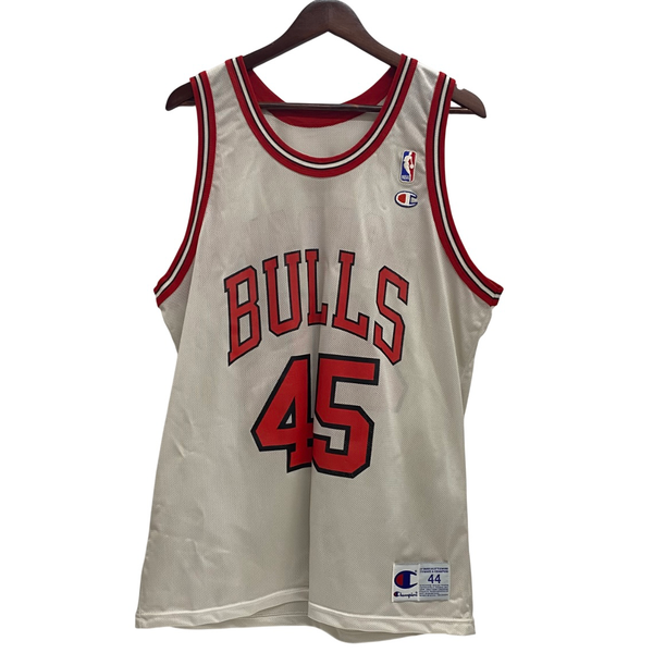 【曜日割引対象外】 チャンピオン Champion 90's NBA ユニフォーム JORDAN BULLS 45 USA製 ノースリーブ ホワイト 44サイズ 201MT-4220 VB