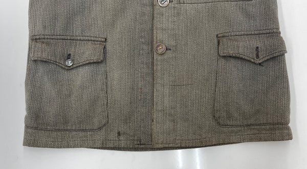 ヴィンテージ vintage 40's 40年代 French cotton pique hunting jacket animal button コットンピケ ハンティングジャケット 動物ボタン ジャケット 無地 グレー 104MT-1668