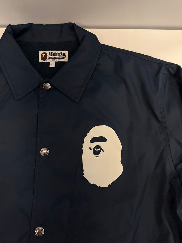 ア ベイシング エイプ A BATHING APE コーチジャケット ナイロンジャケット ロゴ   001GDD201001X ジャケット ネイビー Lサイズ 101MT-4925
