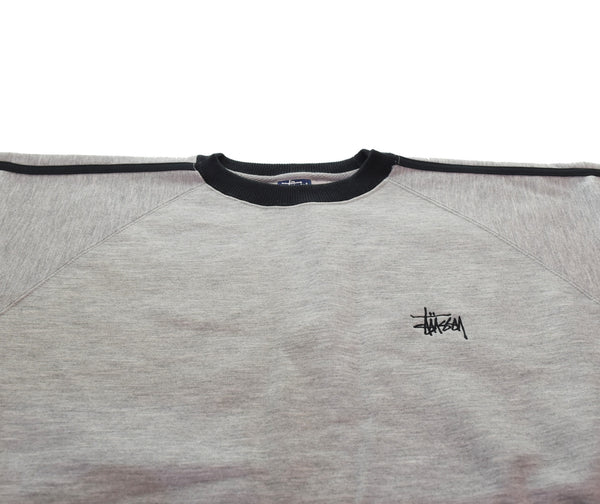 ステューシー STUSSY 90s Made in USA DEADSTOCK ラグランスリーブ サイドライン スウェット  90's USA製 紺タグ デッドストック NOS スウェット グレー Lサイズ 103MT-3080