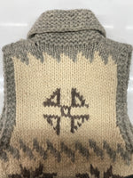 カナタ KANATA COWICHAN KNIT VEST カウチン ニット ベスト ノルディック柄 ボタン 厚手 白 灰 ベスト 総柄 グレー 104MT-2292