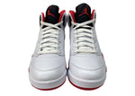 ナイキ NIKE 25年製 AIR JORDAN 5 FIRE RED BLACK TONGUE エア ジョーダン ファイヤー レッド ブラックタン AJ5 シューズ 白 赤 黒 HQ7978-101 メンズ靴 スニーカー ホワイト 27cm 104S-1026