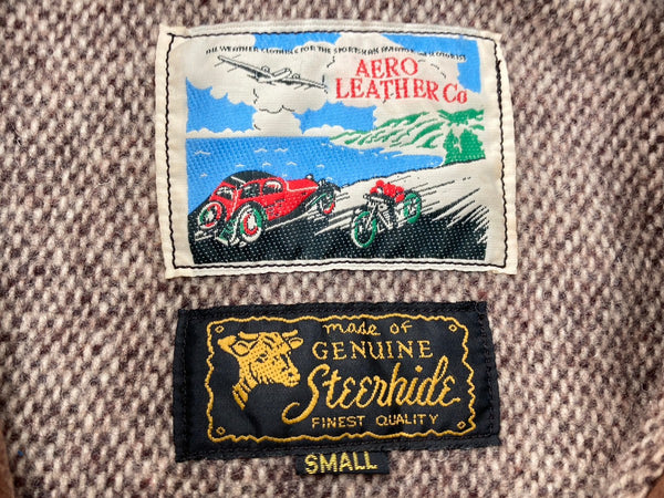 エアロレザー AERO LEATHER Steerhide Halfbelt ステアハイド シングル ライダース レザージャケット TALON 茶 　 ジャケット 無地 ブラウン Sサイズ 104MT-1850