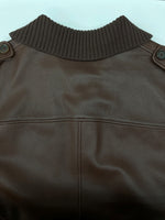 ボッテガヴェネタ BOTTEGA VENETA LEATHER JACKET レザー ジャケット 切り替え ボタン 薄手 アウター 赤茶 サイズ 48 ジャケット 無地 ブラウン 104MT-2107