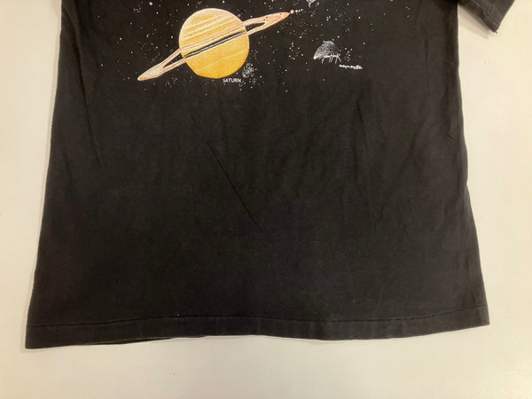 ヴィンテージ vintage 90's 90年代 Hanes HaRlequin 宇宙 惑星 アートプリント スーベニアT MADE IN USA アメリカ製 Tシャツ ブラック Sサイズ 101MT-4814