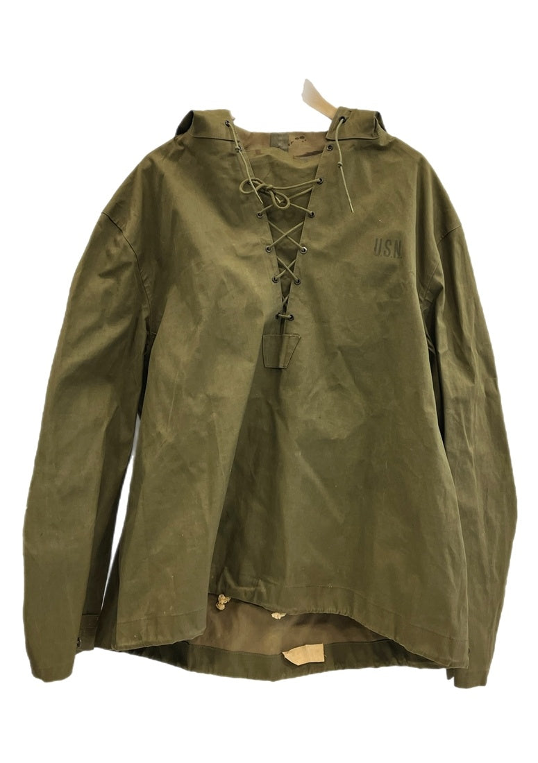 40s us navy レインパーカー　ステンシル　ミリタリー　大戦　wwⅡ 40年代 アメリカ海軍 デッキレイン パーカー プルオーバー ゴム引き