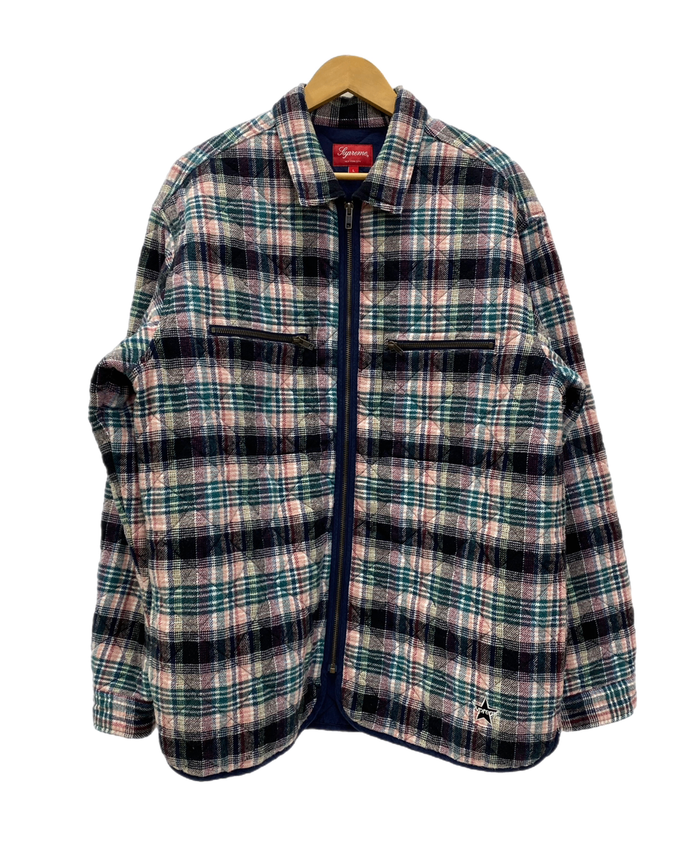 シュプリーム SUPREME Quilted Plaid Zip Up Shirt 19FW ジャケット チェック ブラック Lサイズ  201MT-2395