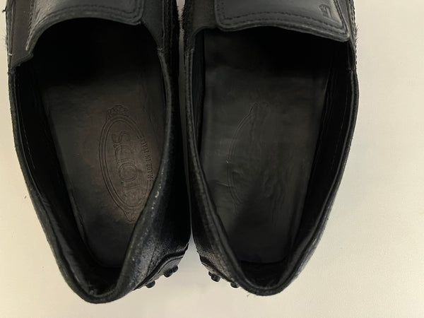 トッズ TOD'S ドライビングシューズ 黒 メンズ靴 スリッポン ブラック サイズ7 (参考サイズ 約26CM) 101sh-2037