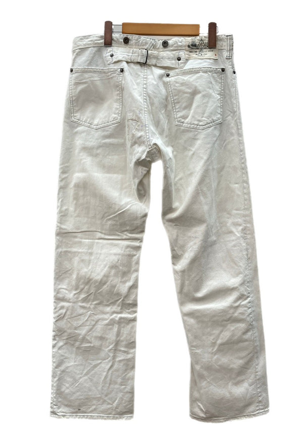 ラルフローレン RalphLauren ペンキデニム ホワイトデニム ドーナツボタン サスペンダーボタン シンチバック  デニム ホワイト サイズ 32/30 104MB-363