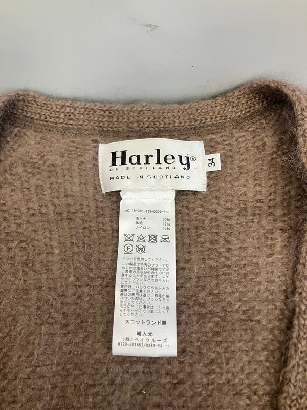 ハーレーオブスコットランド Harley of Scotland ラグラン モヘヤカーディガン スコットランド製 MADE IN SCOTLAND 18-080-913-0002-3-0 カーディガン ブラウン 34 101LT-218