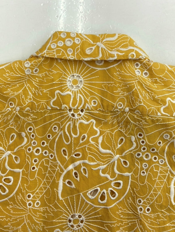 トーガ TOGA VIRILIS 23SS COTTON EMBROIDERY S/S SHIRT エンブロイダリー シャツ キューバ 半袖 刺繍 黄 TV31-FJ305 サイズ 44 半袖シャツ 総柄 イエロー 104MT-1170