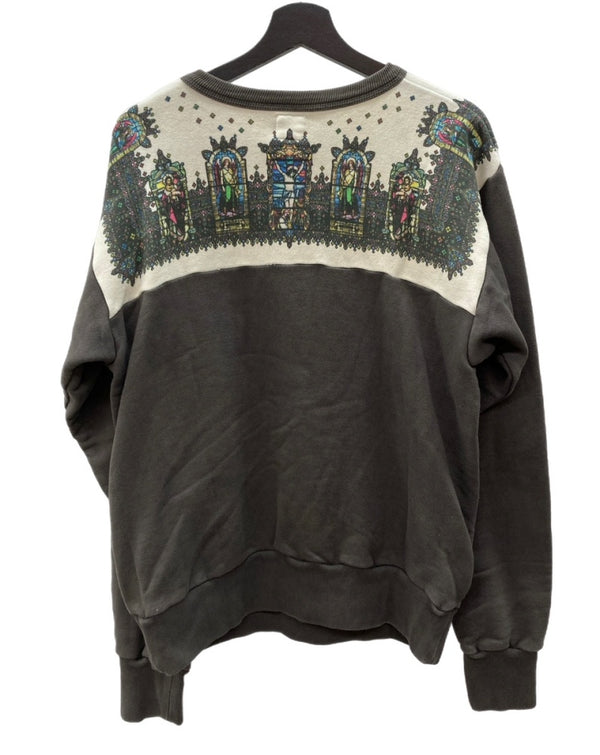 セントマイケル SAINT MICHAEL 21SS Crew Sweat SGlass ステンドグラス トレーナー ダメージ加工 茶 SM-S21-0000-014 スウェット プリント ブラウン Mサイズ 104MT-2206