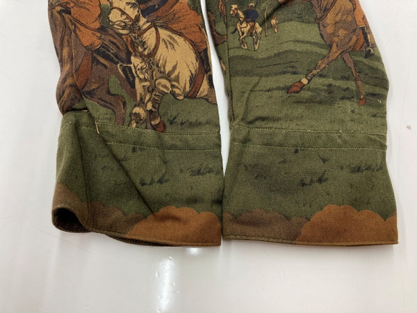 ラルフローレン RalphLauren 90's 90年代 オープンカラー 開襟 ステンカラー フロントボタン レーヨン 馬 HORSE ヴィンテージ VINTAGE マレーシア製 グリーン系 ブラウン系 SIZE12 長袖シャツ 総柄 マルチカラー 104MT-2038