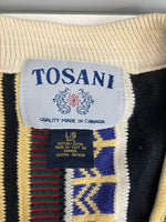 US US古着 80's~90's TOSANI 3Dニット カーディガン コットン ハンドニット カナダ製 MADE IN CANADA カーディガン Lサイズ 101MT-4758