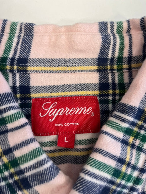 シュプリーム SUPREME tartan flannel shirt タータン フランネルシャツ ネルシャツ ペールピンク チェックシャツ 長袖シャツ ピンク Lサイズ 101MT-5214