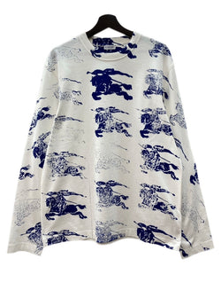 バーバリー Burberry 24SS GRAPHICS SCREEN PRINT L/S T-SHIRT スクリーン プリント 長袖 Tシャツ ロンT 白 青 ロンT プリント ホワイト Mサイズ 104MT-2213