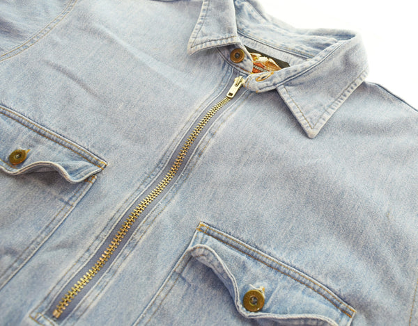 ハーレーダビッドソン Harley-Davidson ハーフジップ デニムシャツ 長袖シャツ ブルー 103MT-3430