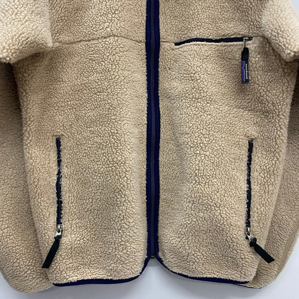 【曜日割引対象外】 パタゴニア PATAGONIA 90's USA製 レトロ カーディガン フリース ジャケット ベージュ Mサイズ 201MT-4635 VB