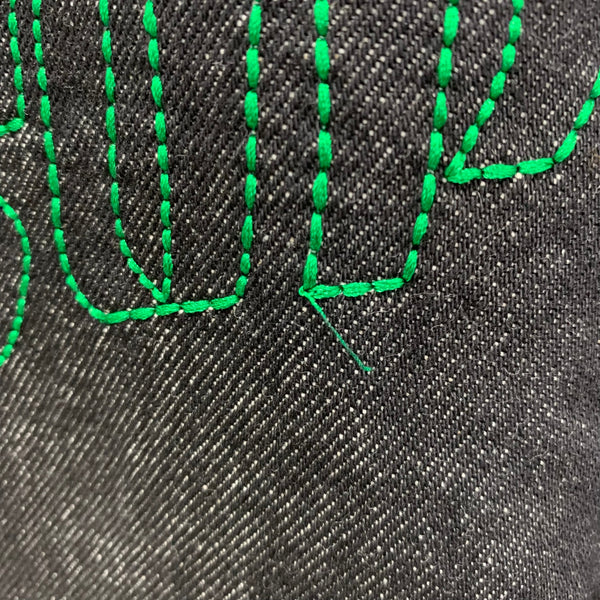 サプライヤー SUPPLIER FIRE PATTERN STITCH LOGO DENIM デニム ブラック Mサイズ 201MB-1169