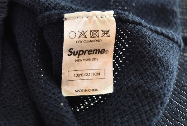 シュプリーム SUPREME ワッフル ニット セーター ワンポイント 刺繍 セーター ネイビー Sサイズ 103MT-2866