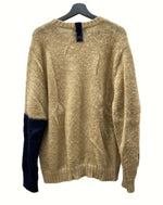 アンダーカバー UNDERCOVER ジョン John モヘア クルーネック プルオーバー ニット トップス ウール 毛 ナイロン BEIGE NAVY 紺 JUX4901-2 SIZE3 セーター ワンポイント ベージュ 104MT-642